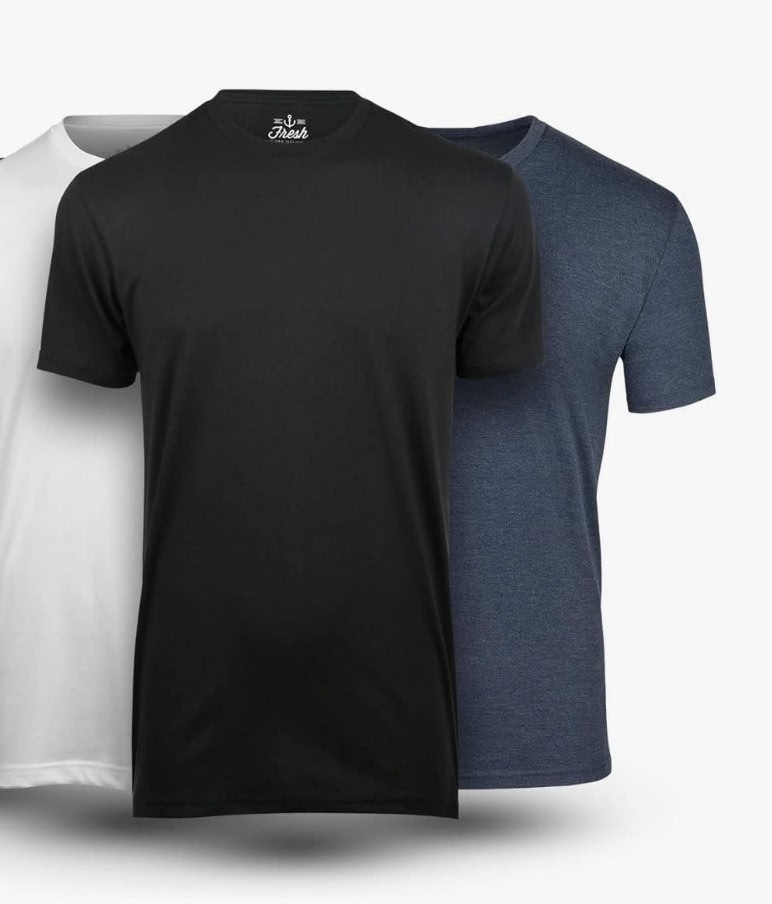 QUINCE Mens Crew Casual Basic 100% Cotton T-Shirt Tee Black White Navy 1-3 Pack