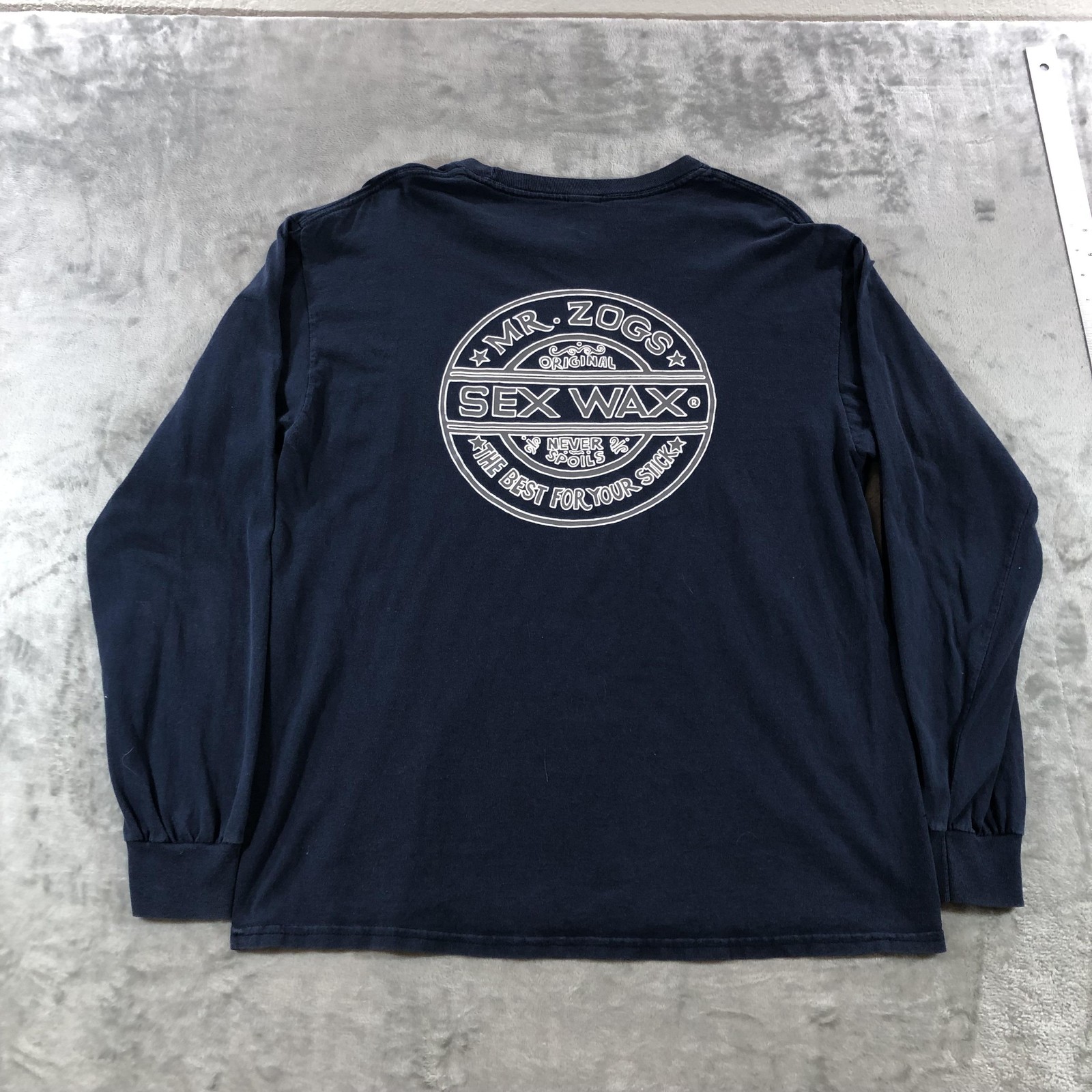 Sex Wax Shirt Mens Large Blue Mr Zogs Original Logo Graphic Long Sleeve Surf Tee