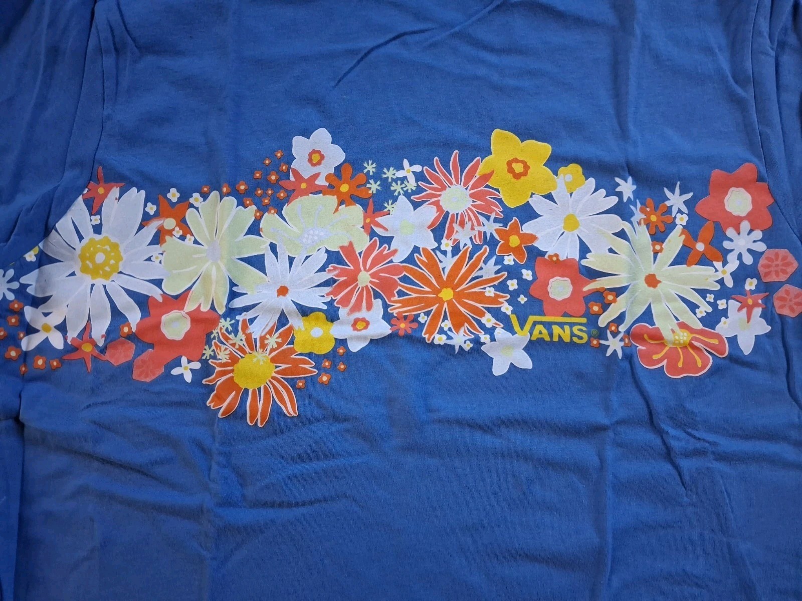 Vans Mens Shirt Large Aloha Blue Floral Graphic Print Short Sleeve T Shirt NWT
