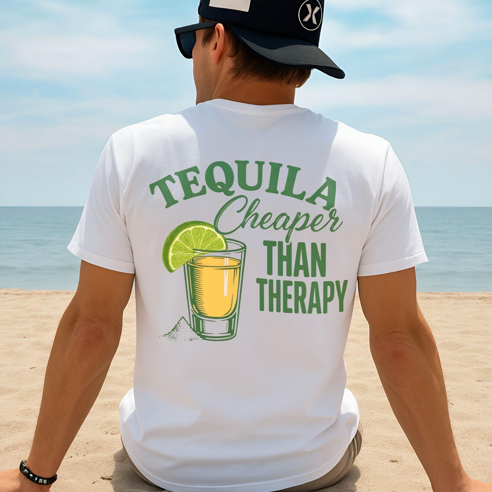 Tequila Cheaper Than Therapy Shirt Funny Tequila T-Shirt Drinking Tee for Men