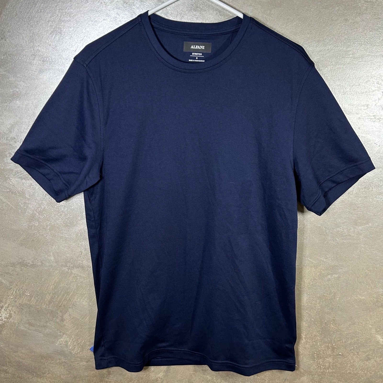 Alfani Mens Navy Blue Stretch Supima Cotton Blend Crew Neck T-Shirt Size Small