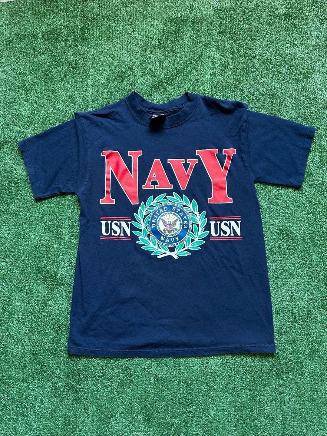 Vintage Soffe Choice US Navy Graphic T-Shirt USN Crest Logo Navy Blue Size M