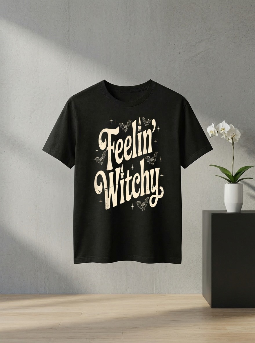 Unisex Feelin Witchy Funny Vintage Halloween Costume Graphic Tee Spooky Party
