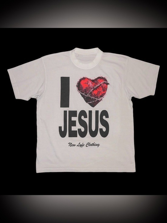 NEW I Heart Jesus T-shirt by New Lyfe Clothing Size Large NWT 100% Combed Cotton