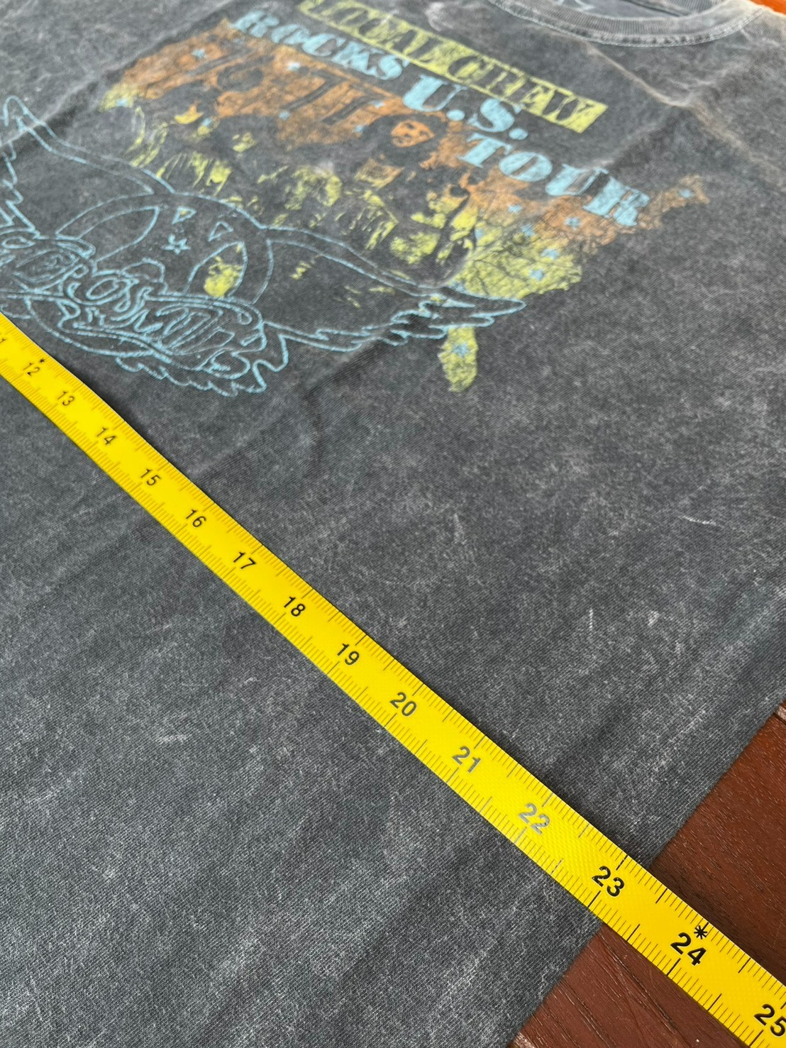 Aerosmith Shirt XL 1976 Rocks Tour Acid Wash Local Crew Grunge Metal Band Tee