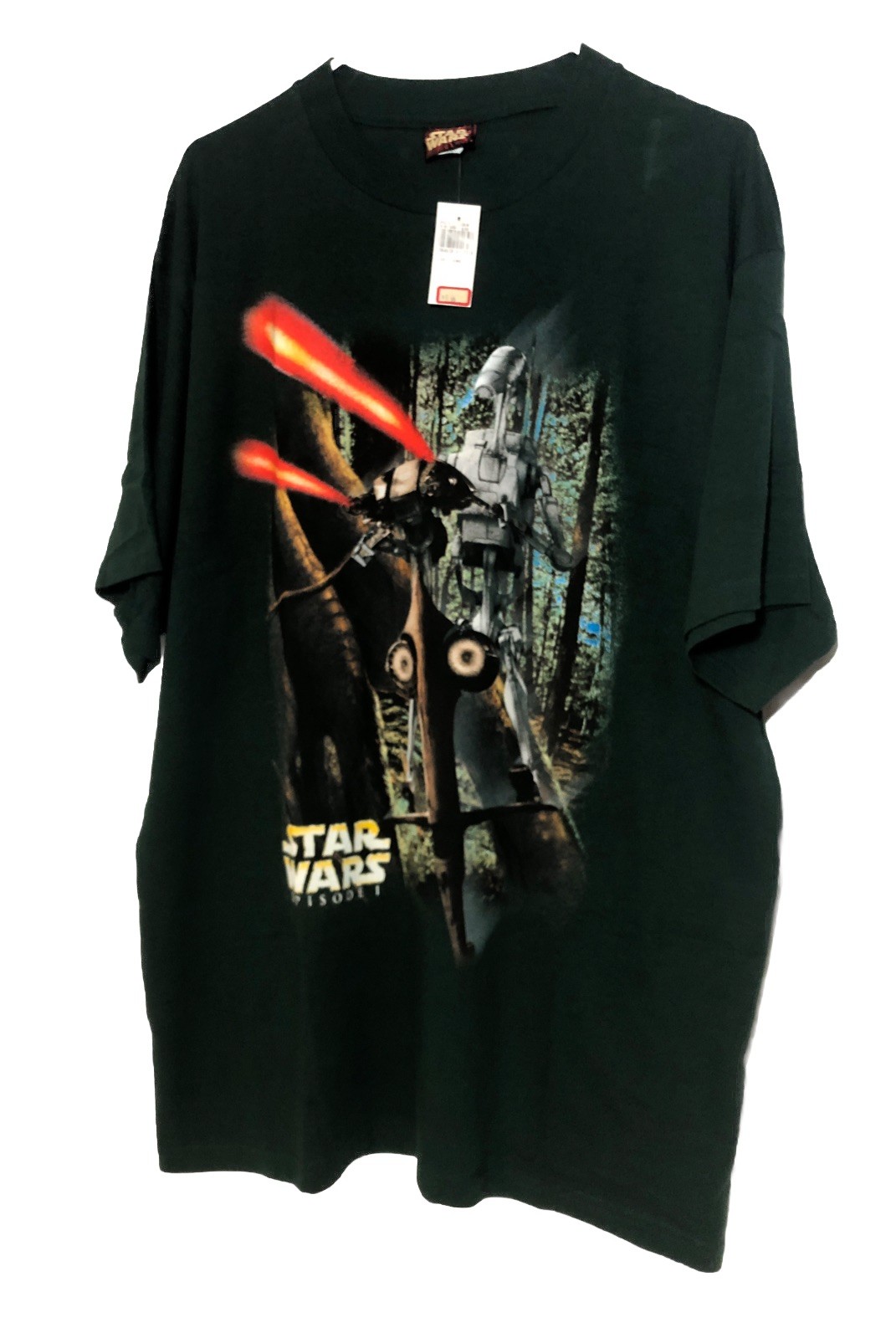 Vintage 1999 NWT! Star Wars Episode I Battle Droid STAP T-Shirt-Sz XL Dark Green