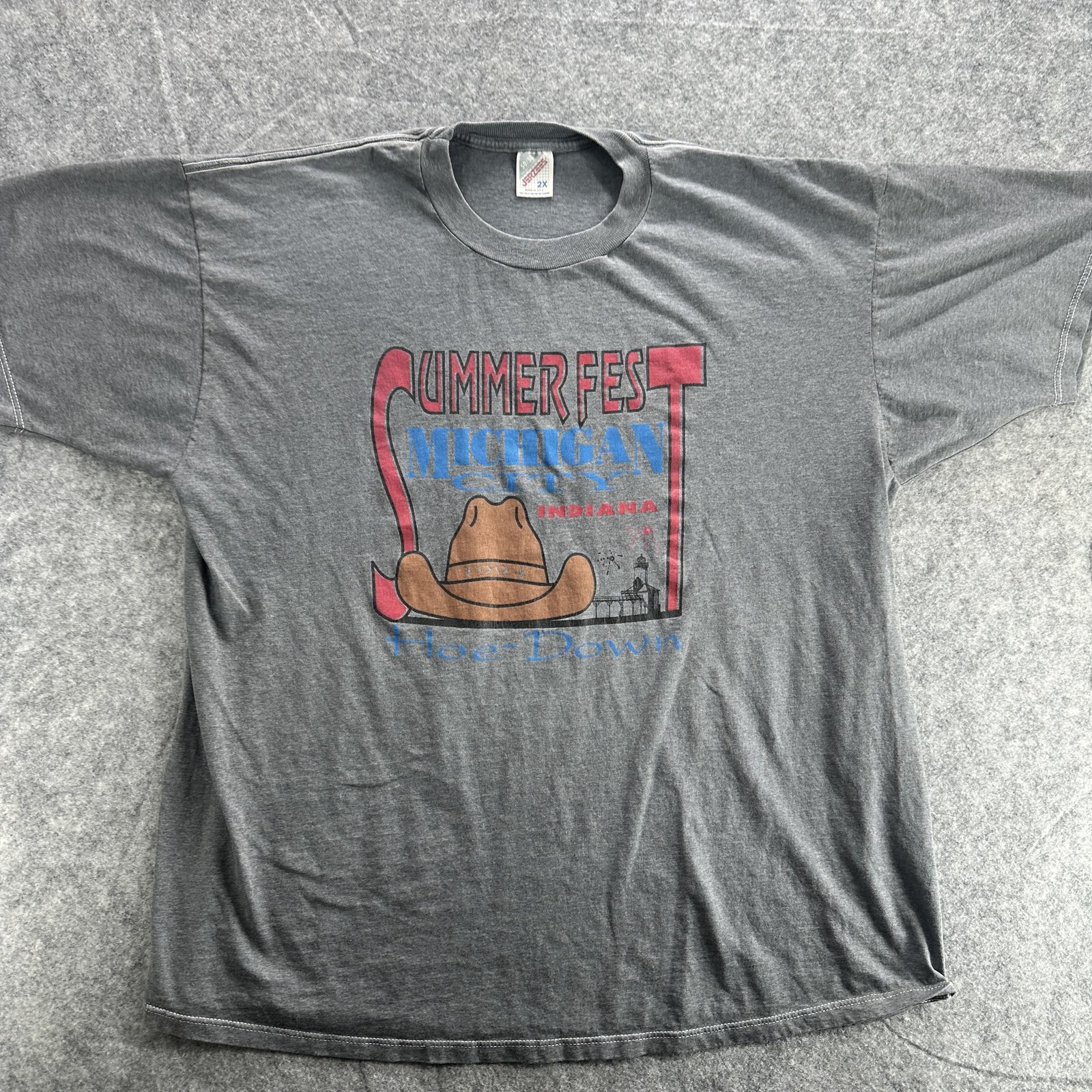 Vintage Summer Fest Michigan City Shirt Mens 2XL Jerzees Hoe Down Indiana 90s