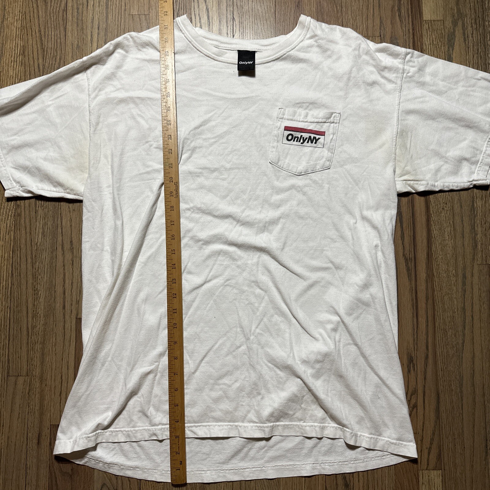 Only NY Box Logo Pocket Tee Shirt SZ XL White Streetwear Hiphop Rap Hypebeast