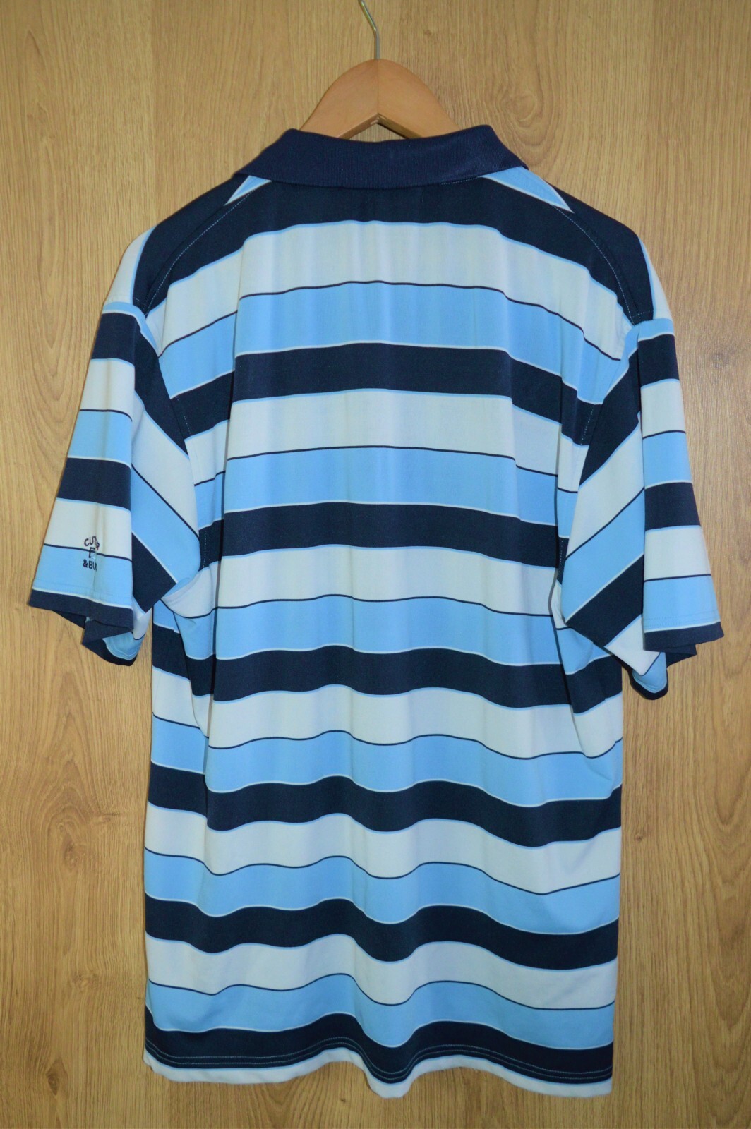 Cutter & Buck Striped Golf Polo Shirt Polyester Spandex – Large L