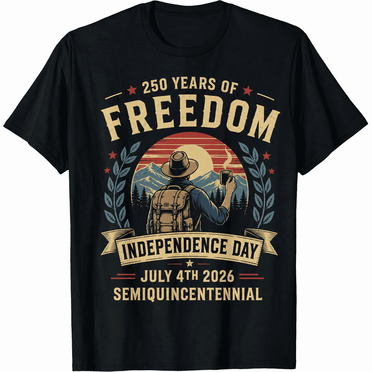 250 Years Freedom Independence Day 2026 USA 4th July Semiquincentennial Tee