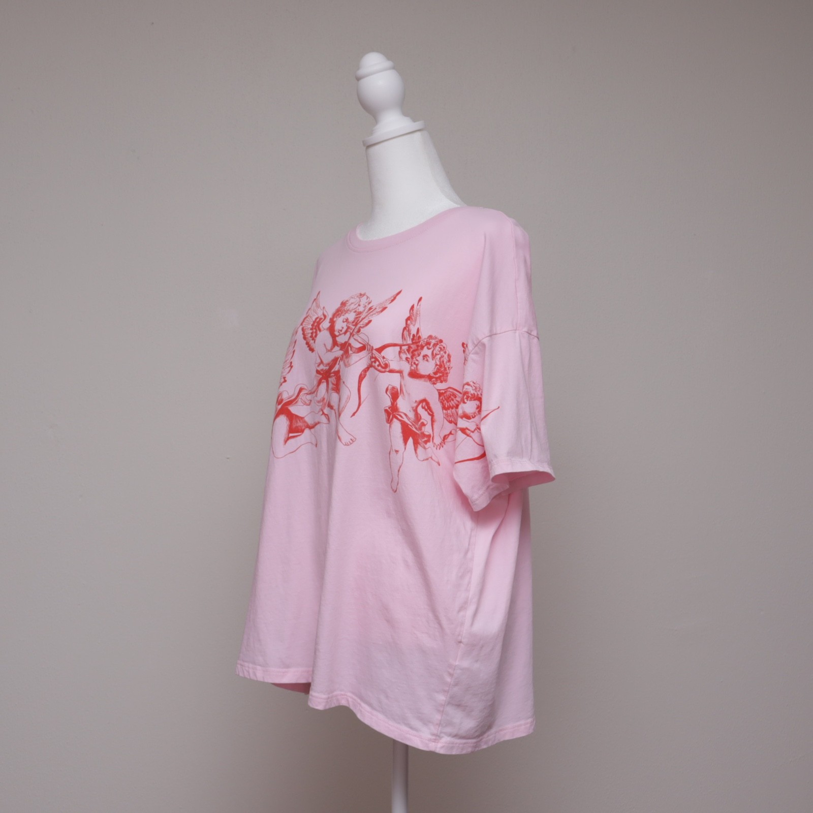 Way To Celebrate Pink Cupid T-Shirt Womens XLarge Oversized Angel Cherub Graphic