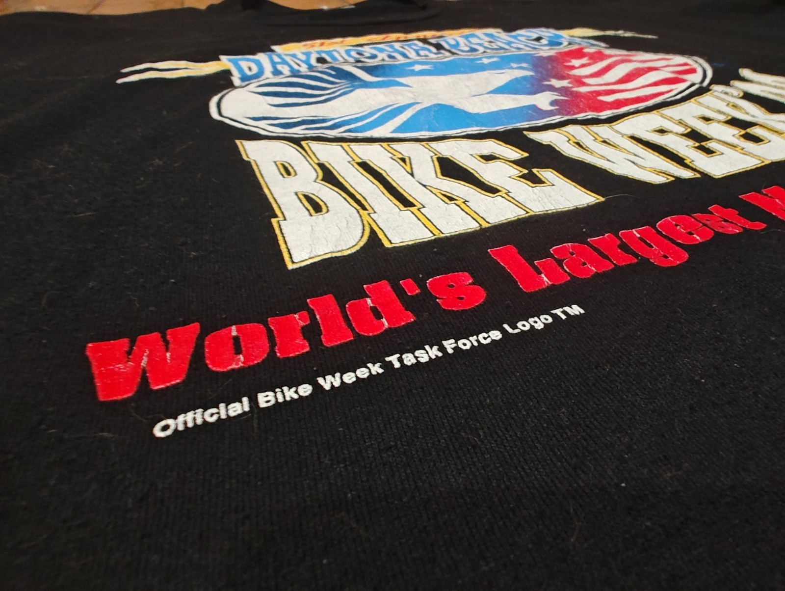 Daytona Beach Bike Week 1992 Graphic Print Black Cotton Crew Neck T-Shirt Large