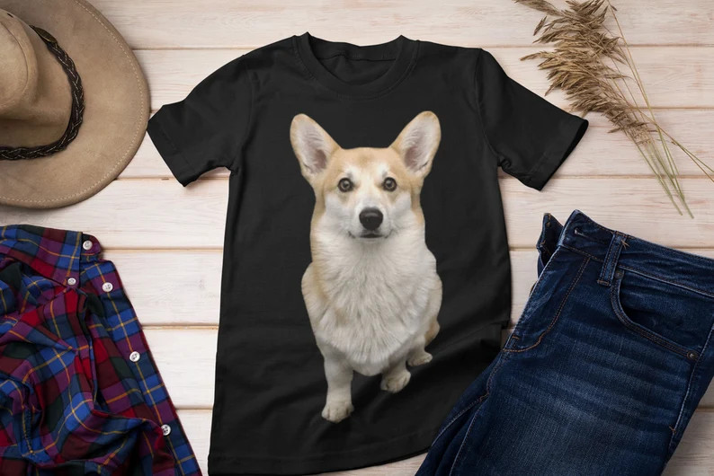 Personalized Pet Portrait Comfort Tee Custom Dog Cat Photo Shirt