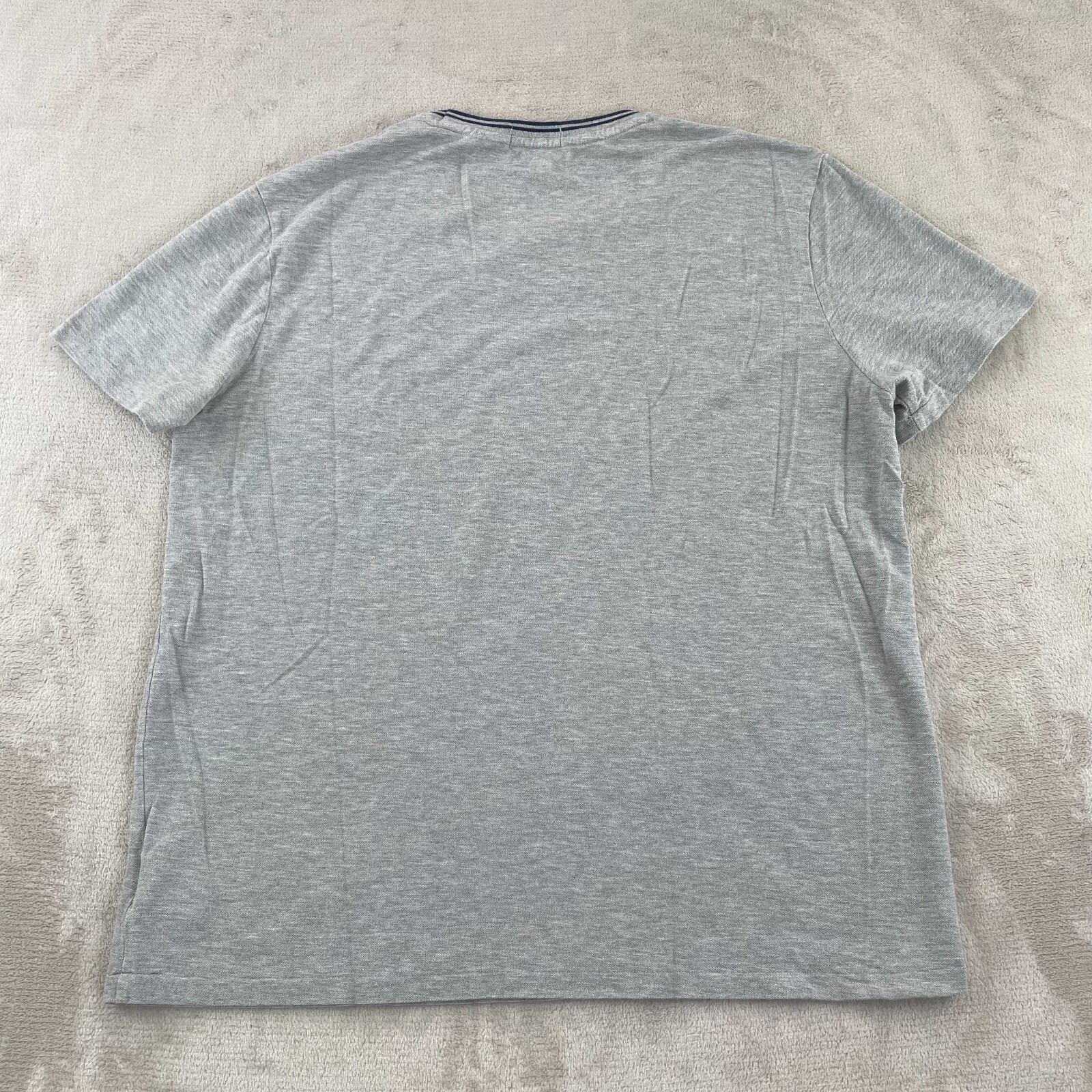 Polo Ralph Lauren T Shirt Men XL Grey Contrast Collar Short Sleeve Blue Pony