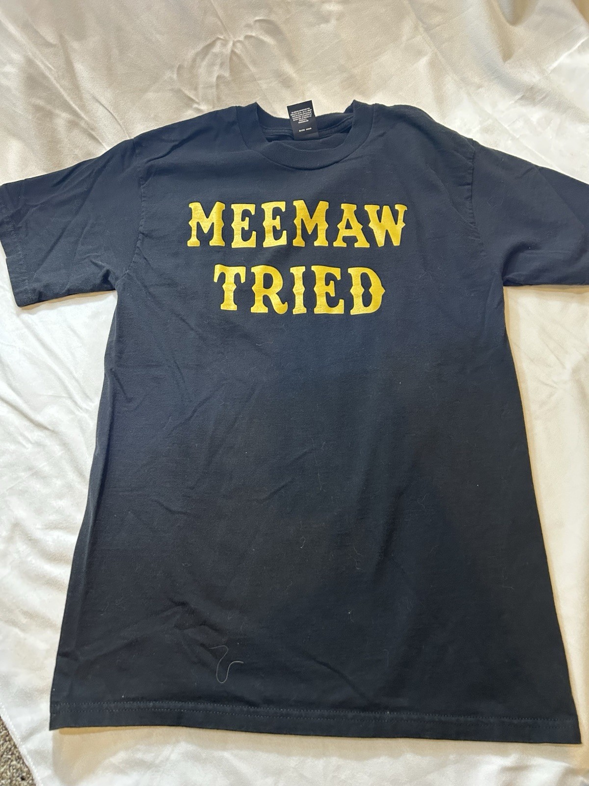 Hanes Beefy-T Men’s Black “MEEMAW TRIED” Graphic Print Crew Neck T-Shirt S