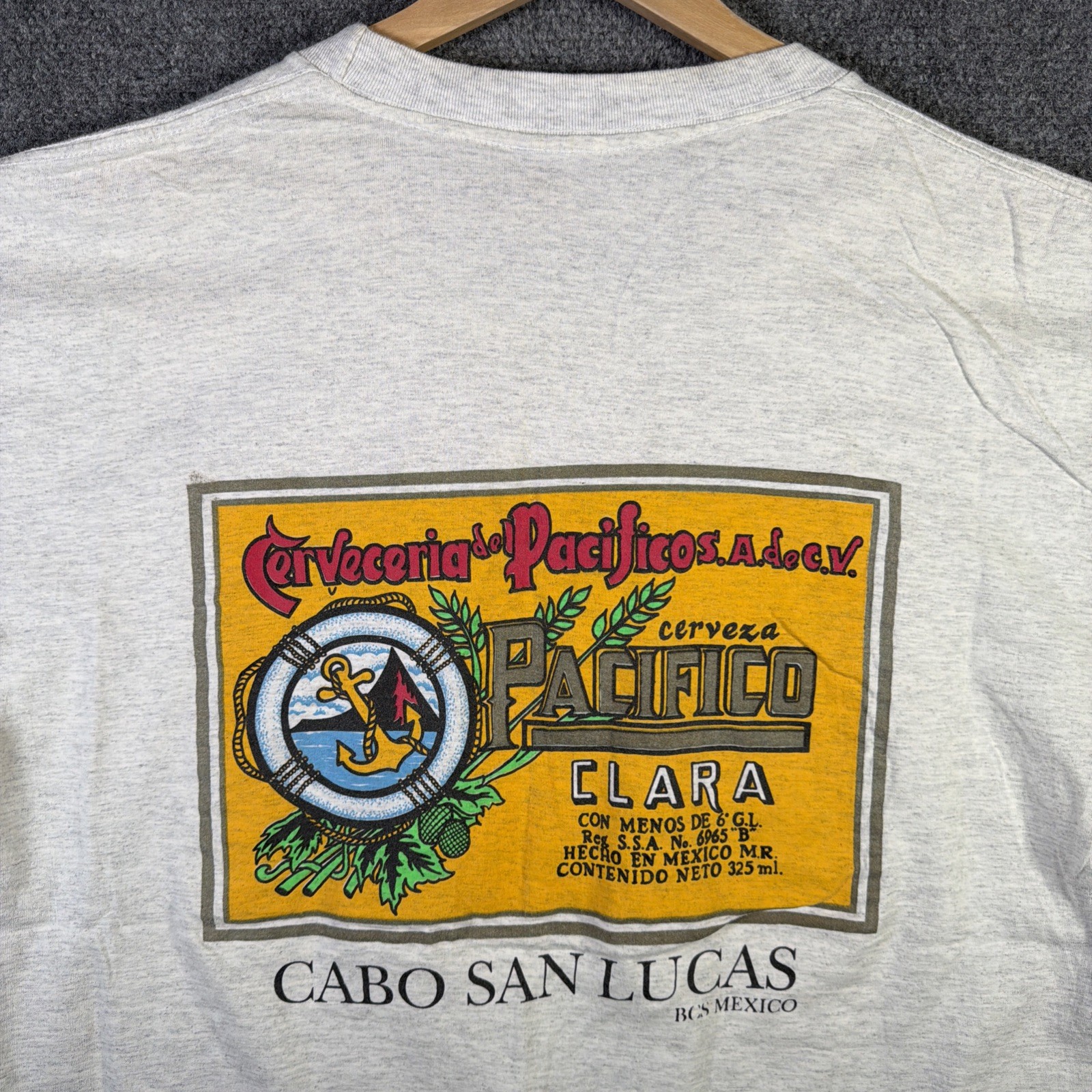 Vintage Pacifico Shirt Mens XL Gray 90s Beer Mexico Funny Cerveza Alcohol