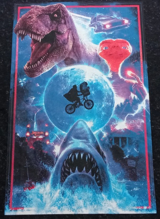 Universal Studios Men’s Medium T-Shirt E.T. Jaws Jurassic Park Black Overdye