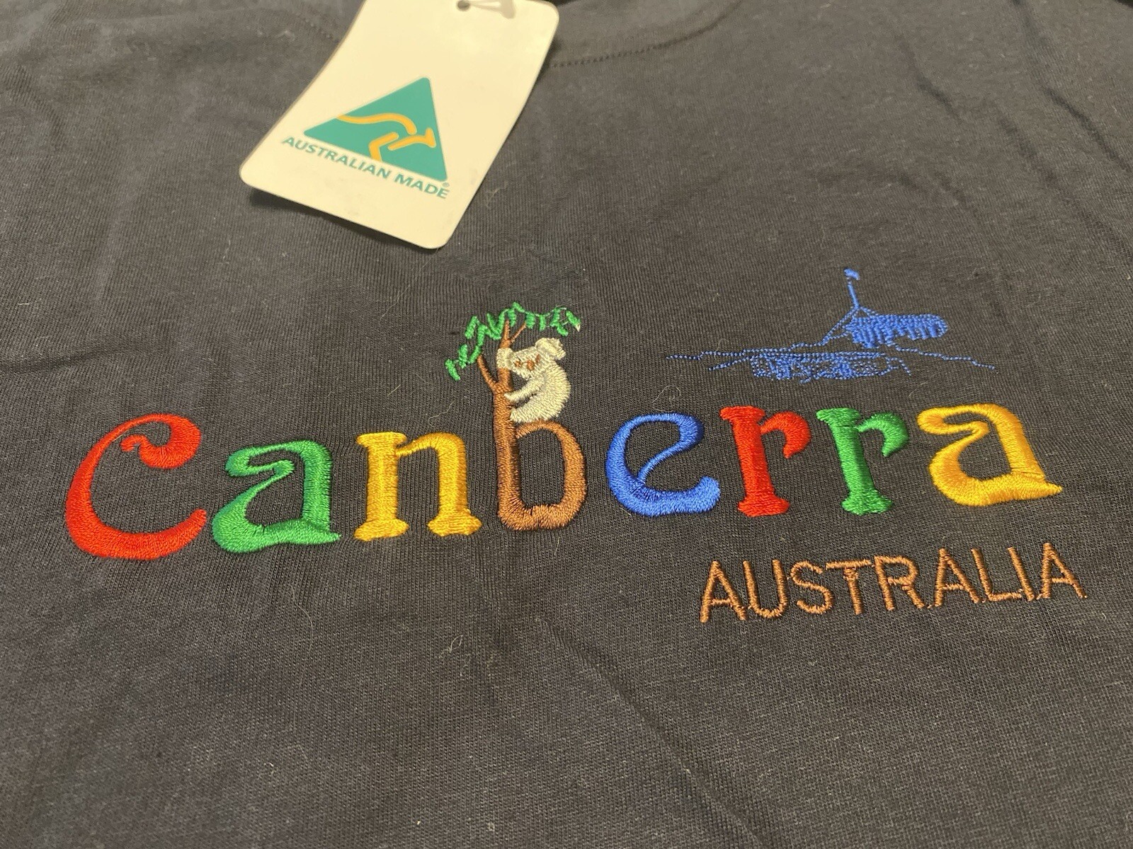 Australian Made Shirt Men’s Large Embroidered Canberra Australia Black Koala