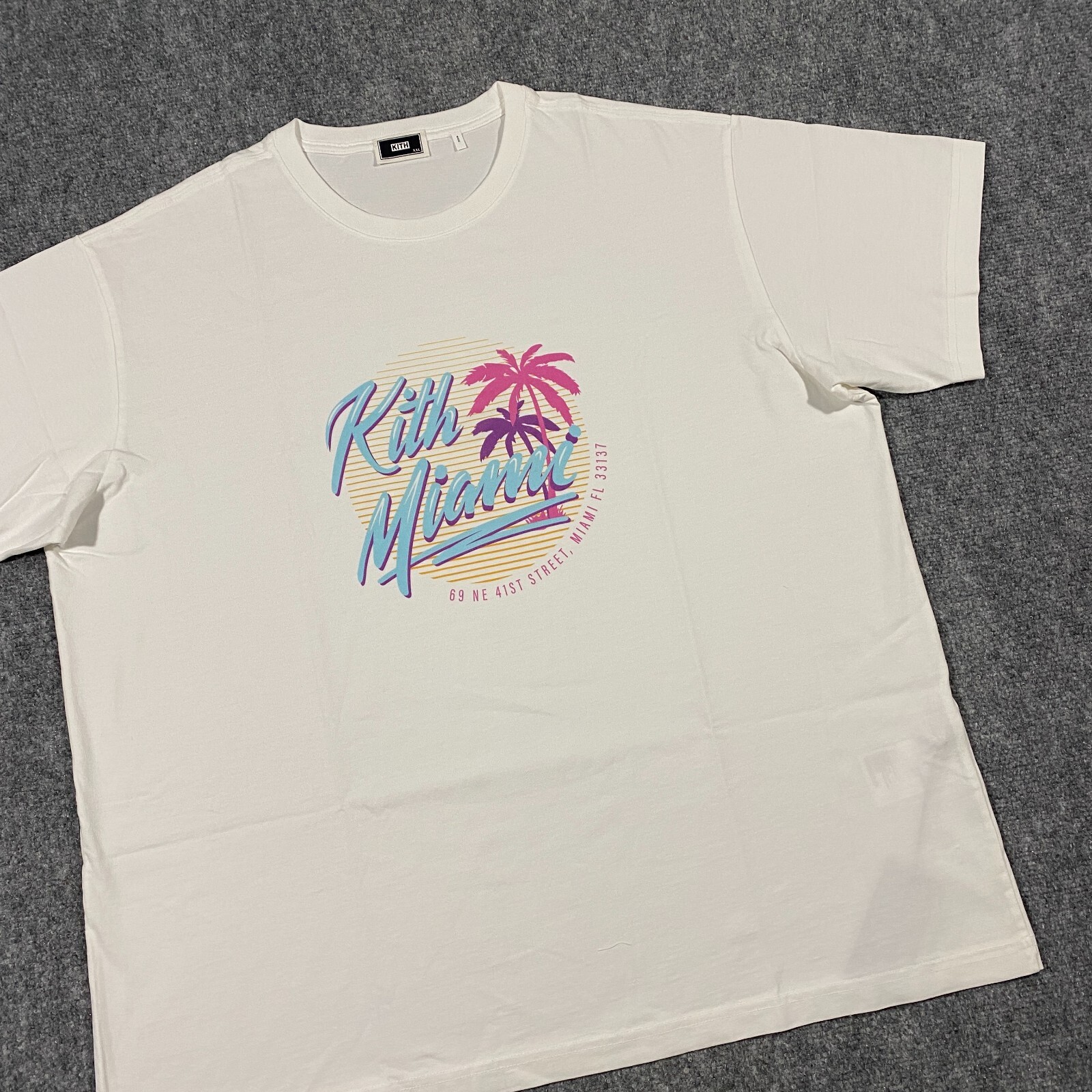 Kith Miami Design District Exclusive Neon Script Tee Shirt Adult XXL White Mens