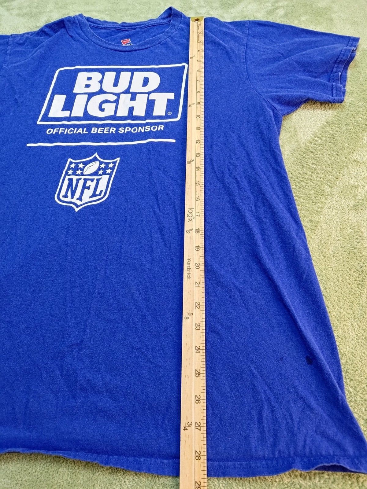 Bud Light Beer Official NFL Sponsor Mens Blue Short Sleeve T-Shirt Size XL