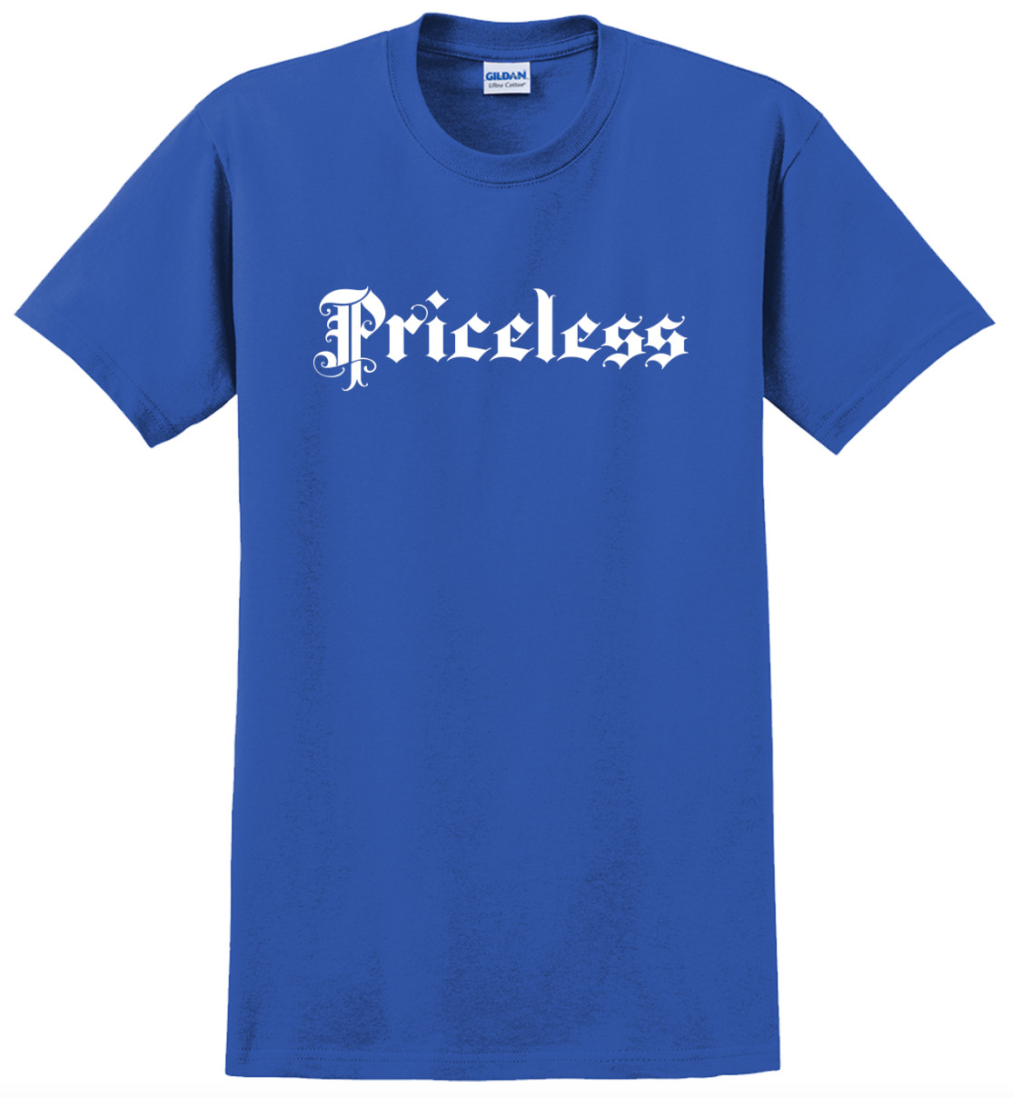 Priceless T-Shirt Short Sleeve Graphic Tee Unisex apparel Text logo design
