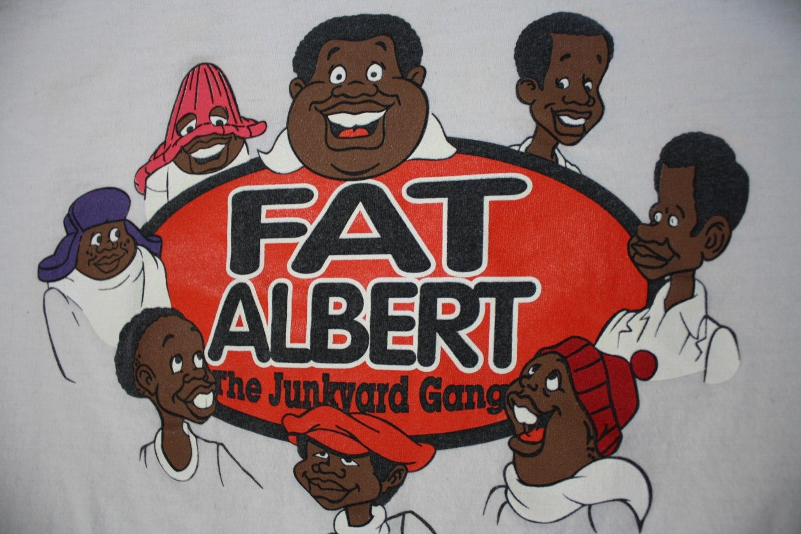 Vintage Junkyard Gang Fat Albert Shirt Size LG Front/Back Print Scene Not Herd