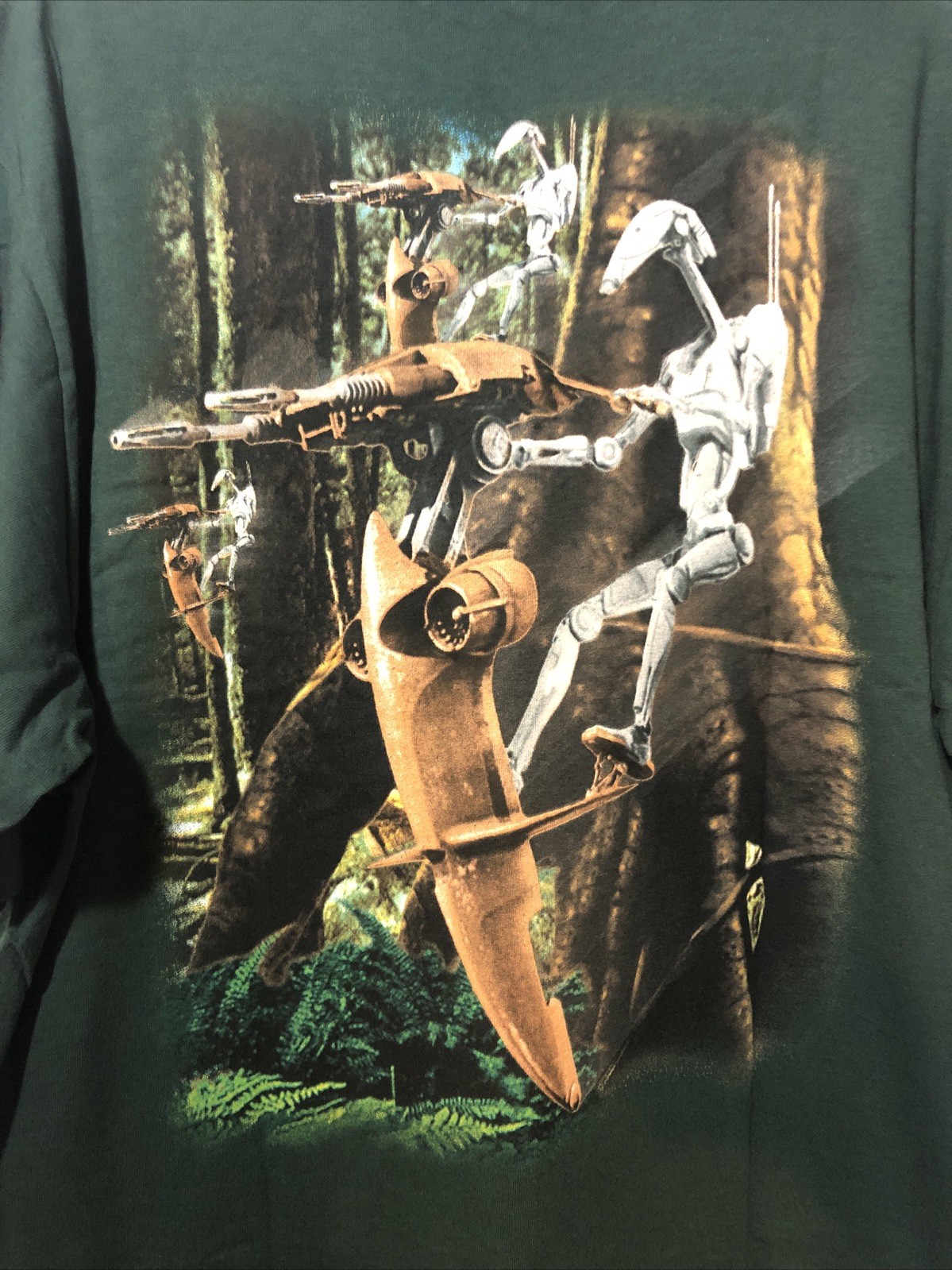 Vintage 1999 NWT! Star Wars Episode I Battle Droid STAP T-Shirt-Sz XL Dark Green