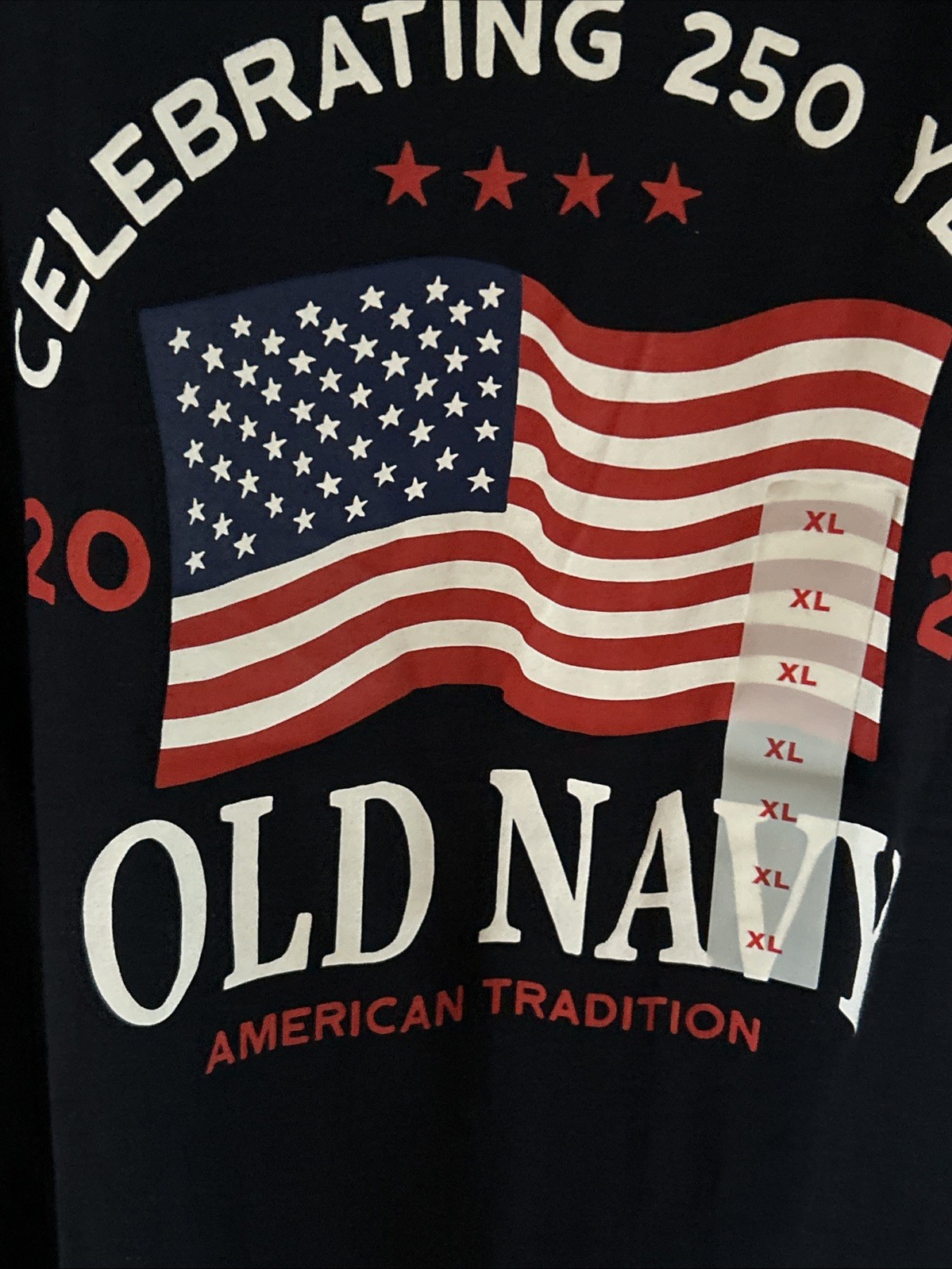 2026 Men’s OLD NAVY USA American Flag 4th of July T Shirt Size XL NAVY BLUE