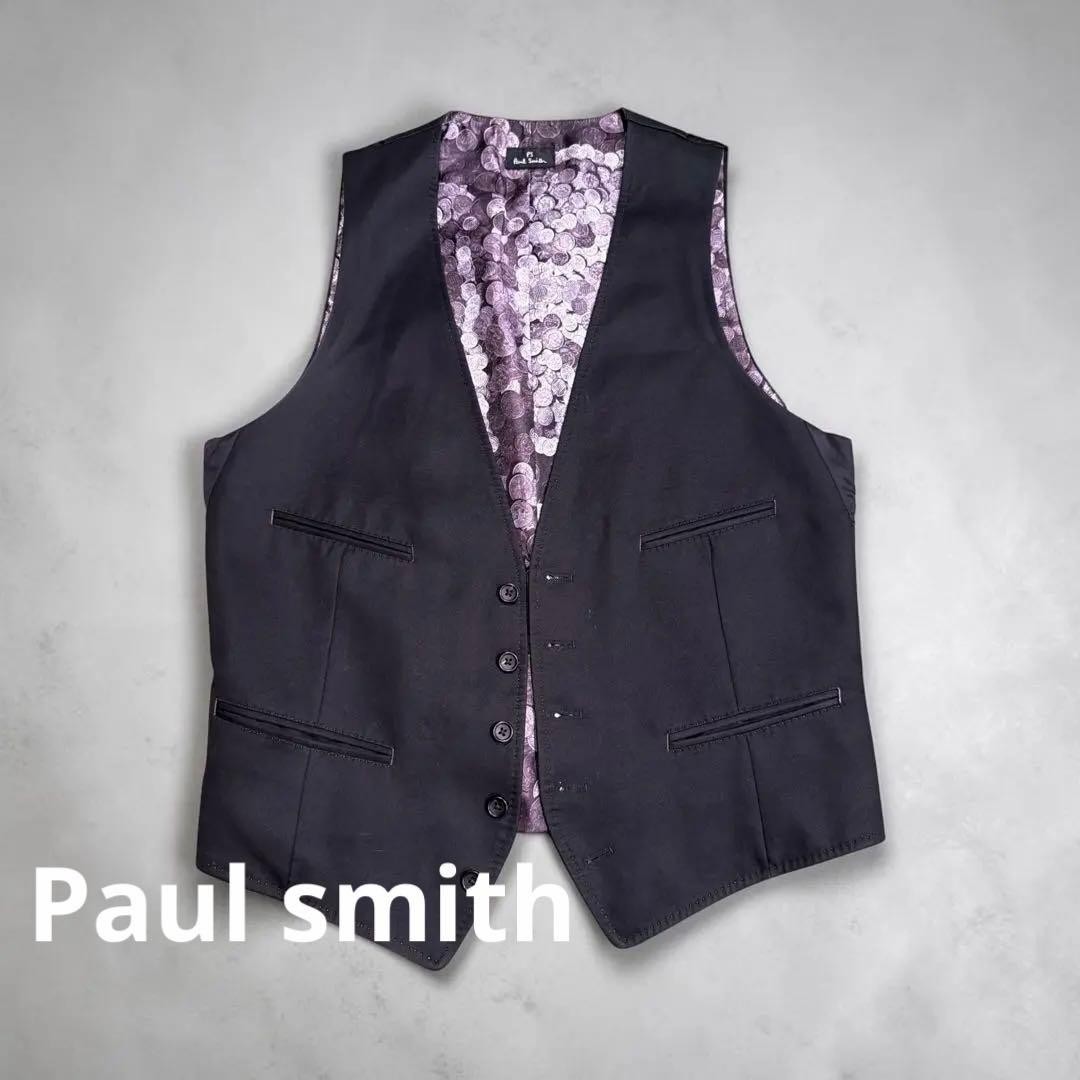 Paul Smith Black Vest Gilet Coin-Lined Casual Formal Japan For 14+