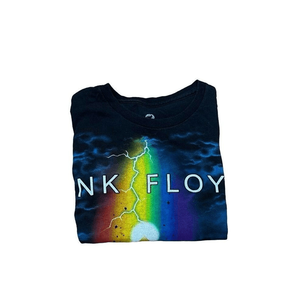 Liquid Blue Mens Pink Floyd Rainbow Pyramid Moon Graphic T-shirt Black XL