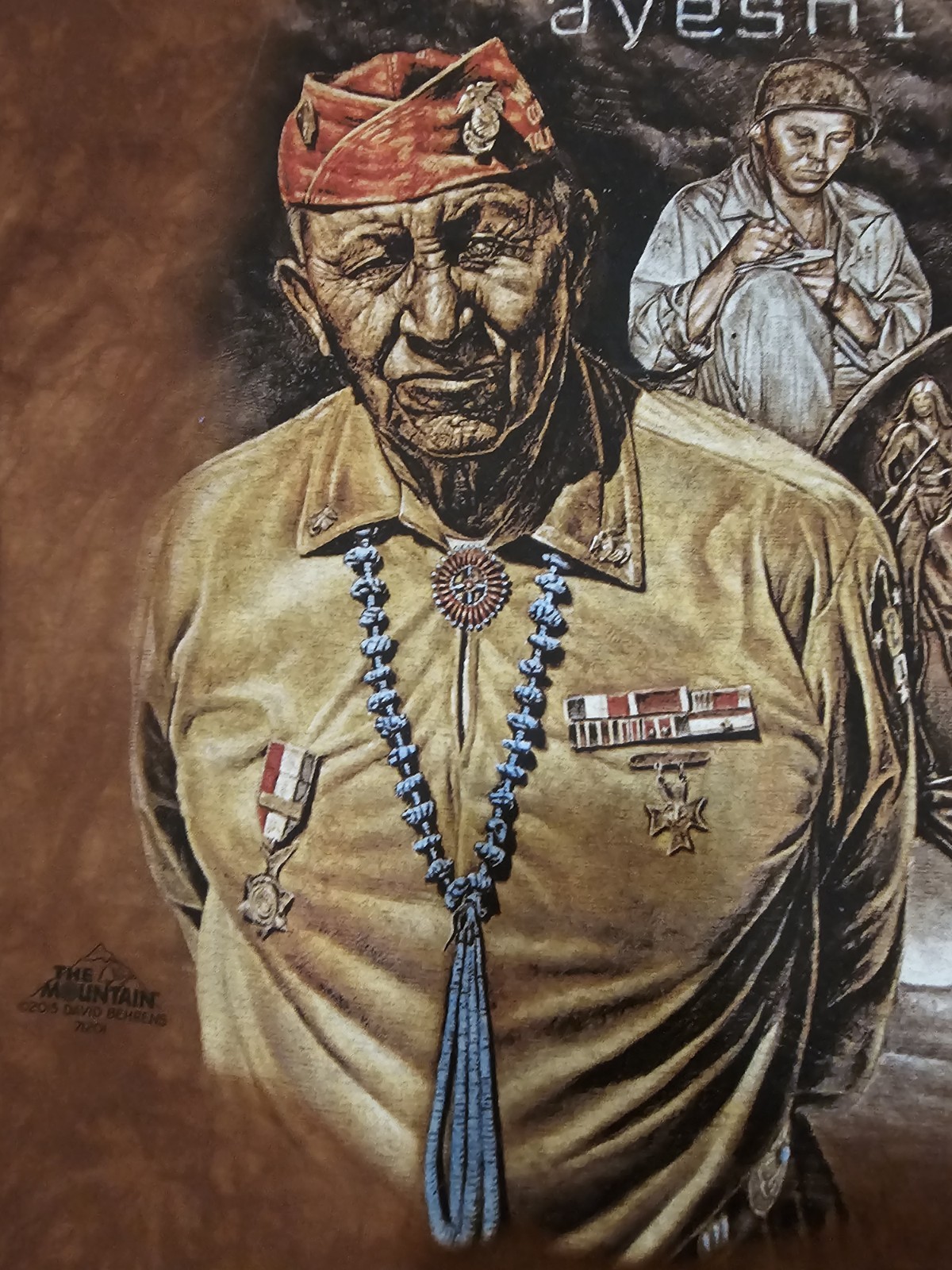 THE MOUNTAIN American Indian Marine Brown Tie Dye T-SHIRT – 2XL