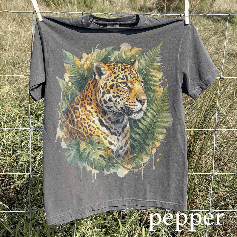 Jaguar Wildlife Jungle Graphic Comfort Tee Big Cat Animal Nature