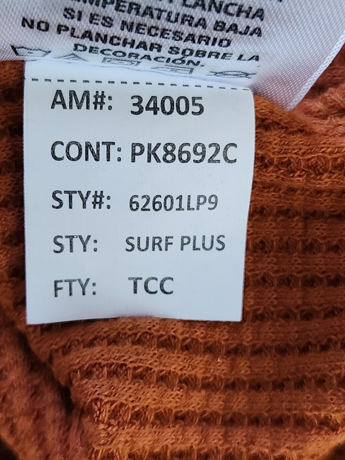 Pressbox Texas Longhorns Thermal Shirt Men’s Large Burnt Orange Waffle Knit