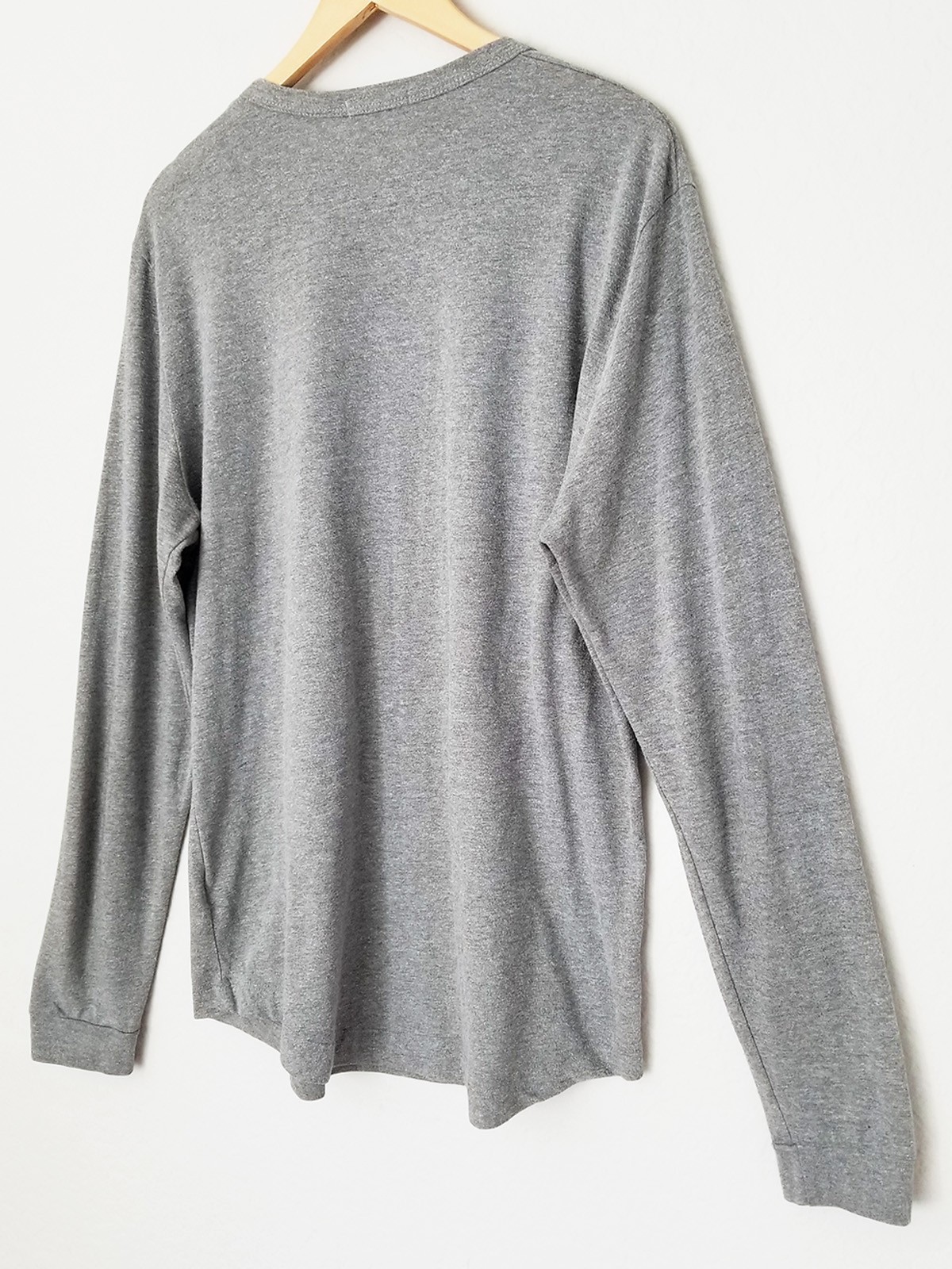 Buck Mason Men’s L Vintage Tri-Blend Long Sleeve Henley Shirt Top Heathered Gray