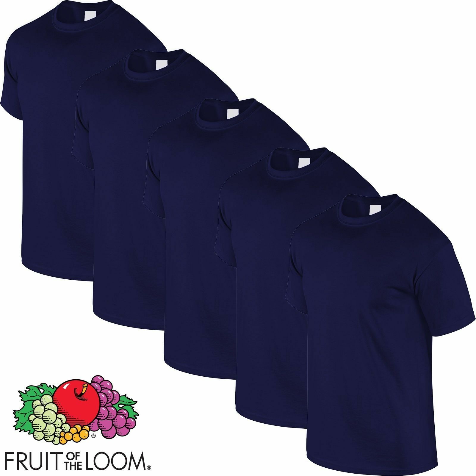 FRUIT OF THE LOOM 5 PACK MIXED WEIGHT PLAIN T SHIRT TEE SHIRT S- 5XL 25 COLOURS