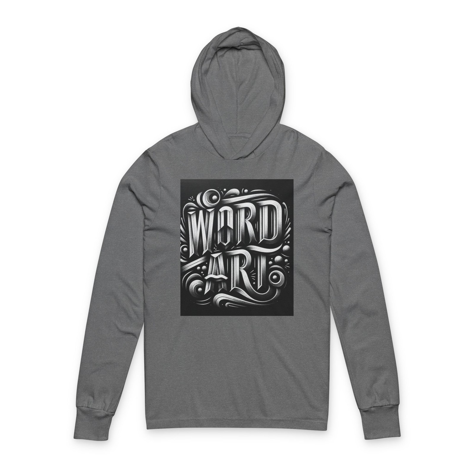 Word Art hooded long sleeve tee | Handlettered typography design