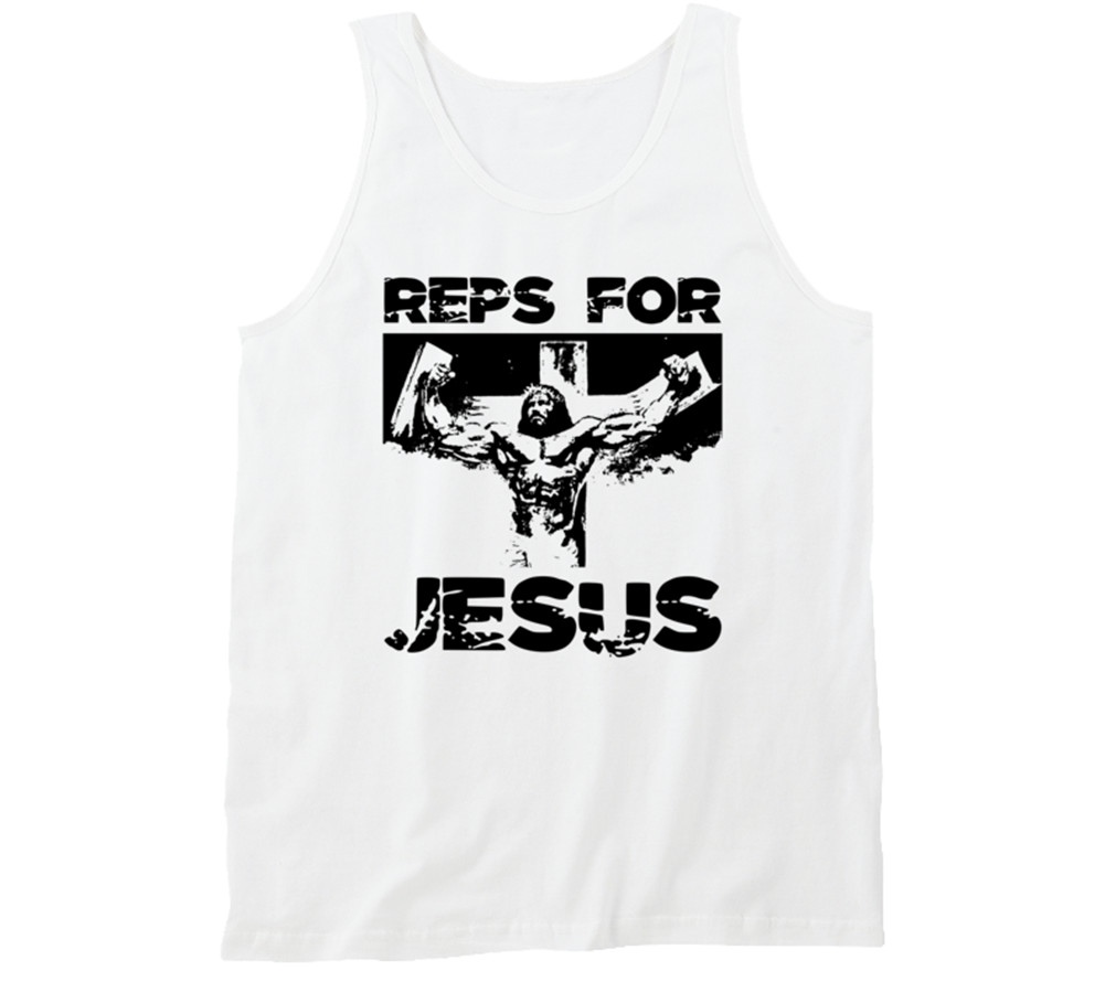 Reps For Jesus Christian Gym Workout Exercise Fit Tanktop Tank Top Tee Gift New