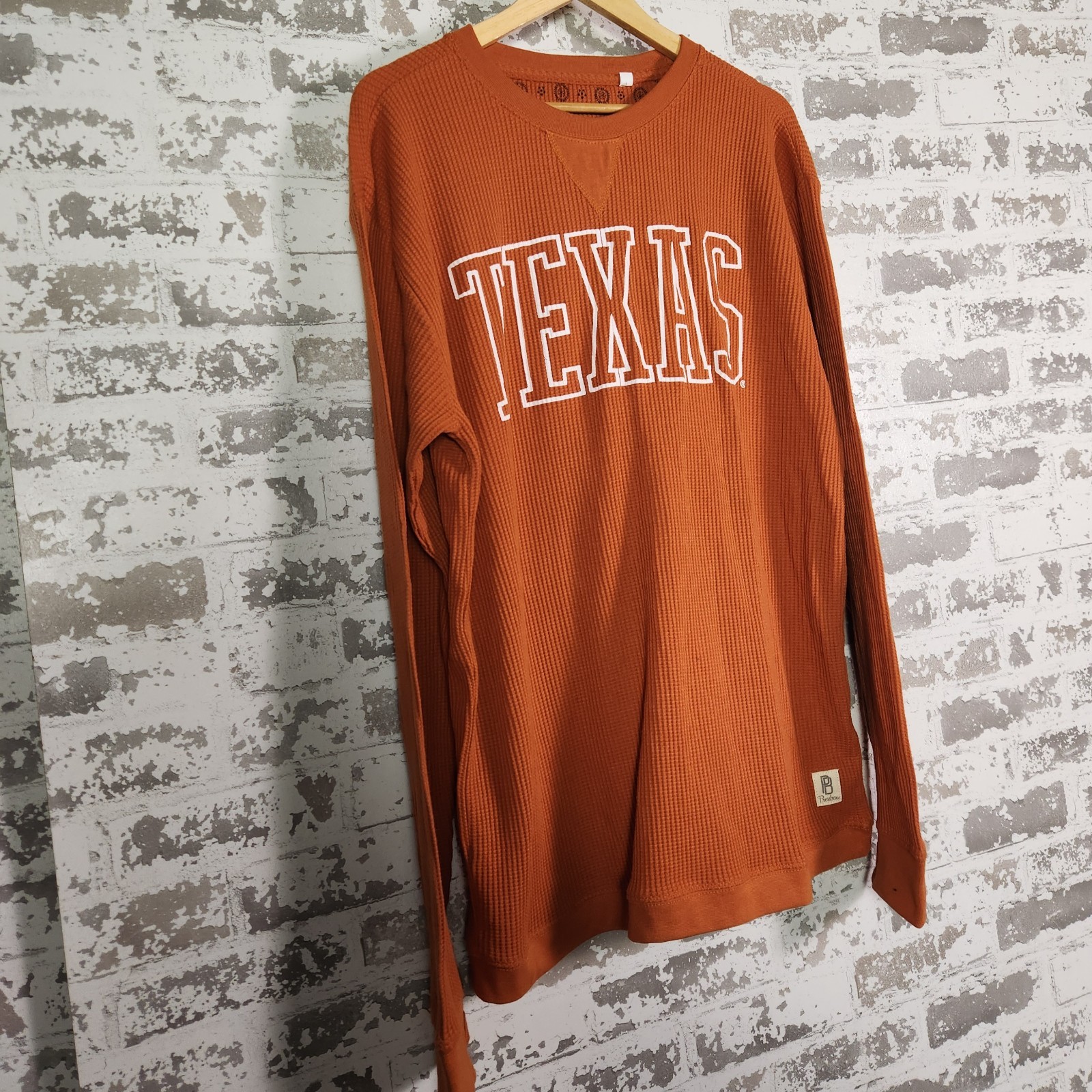 Pressbox Texas Longhorns Thermal Shirt Men’s Large Burnt Orange Waffle Knit