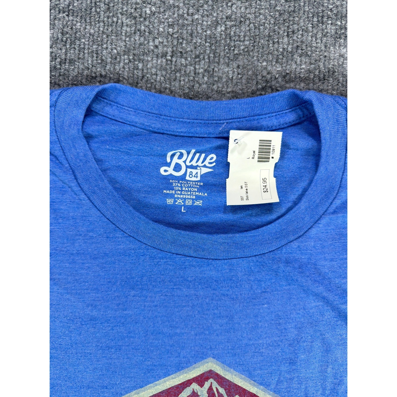 NWT Blue 84 Bend Oregon Graphic T-Shirt Mens Large Royal Blue Heather Tri-Blend