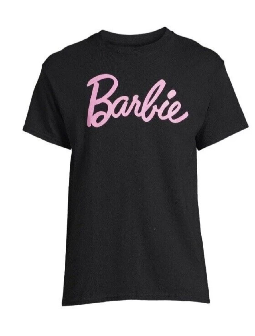 Barbie Mens Short Sleeve Black Crewneck Logo Graphic T- shirt Size S 34-36 Small