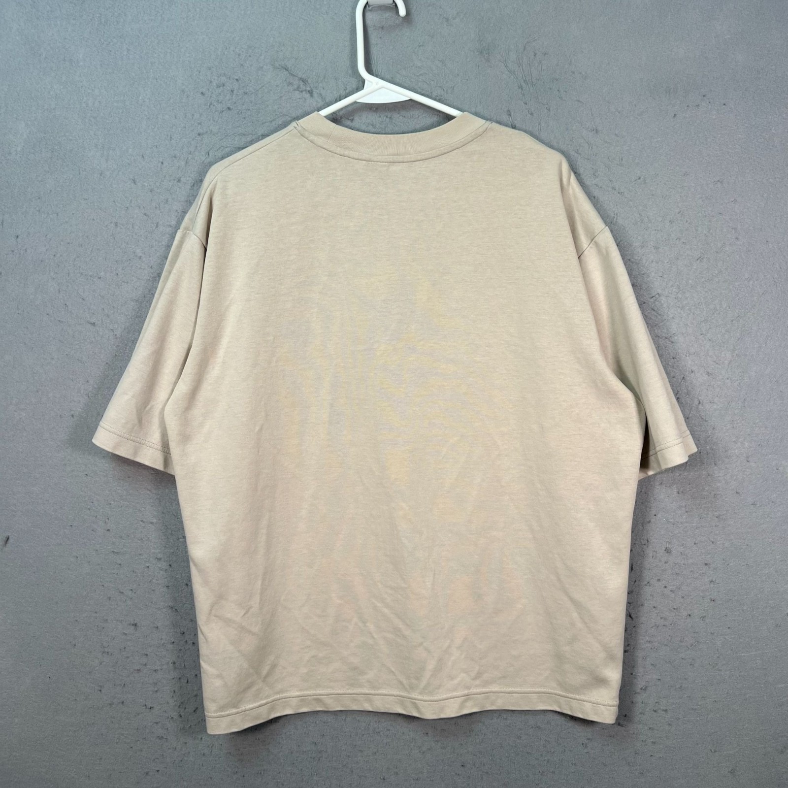 Uniqlo U Mens Large Beige Airism Oversized T-Shirt Cotton Blend Crewneck