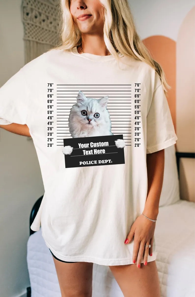 Custom Pet Portrait Comfort Tee Funny Dog Cat Shirt Personalized