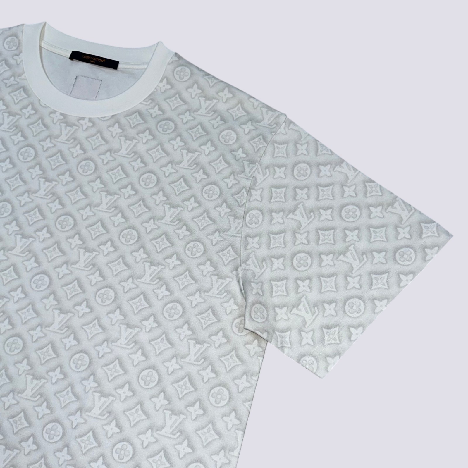 Louis Vuitton LV Monogram Logo Short Sleeve Cotton Crewneck T-Shirt White Size L