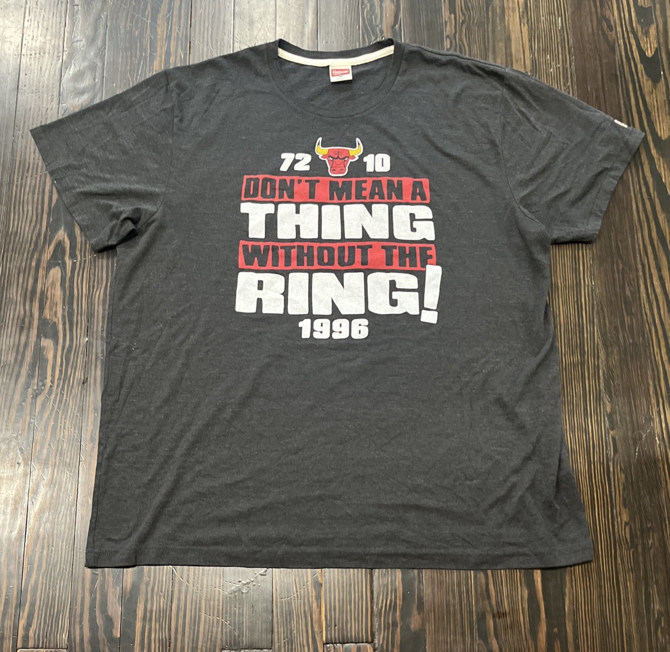 Homage Chicago Bulls T Shirt Men’s 2XL Dark Gray Polyester Cotton Rayon