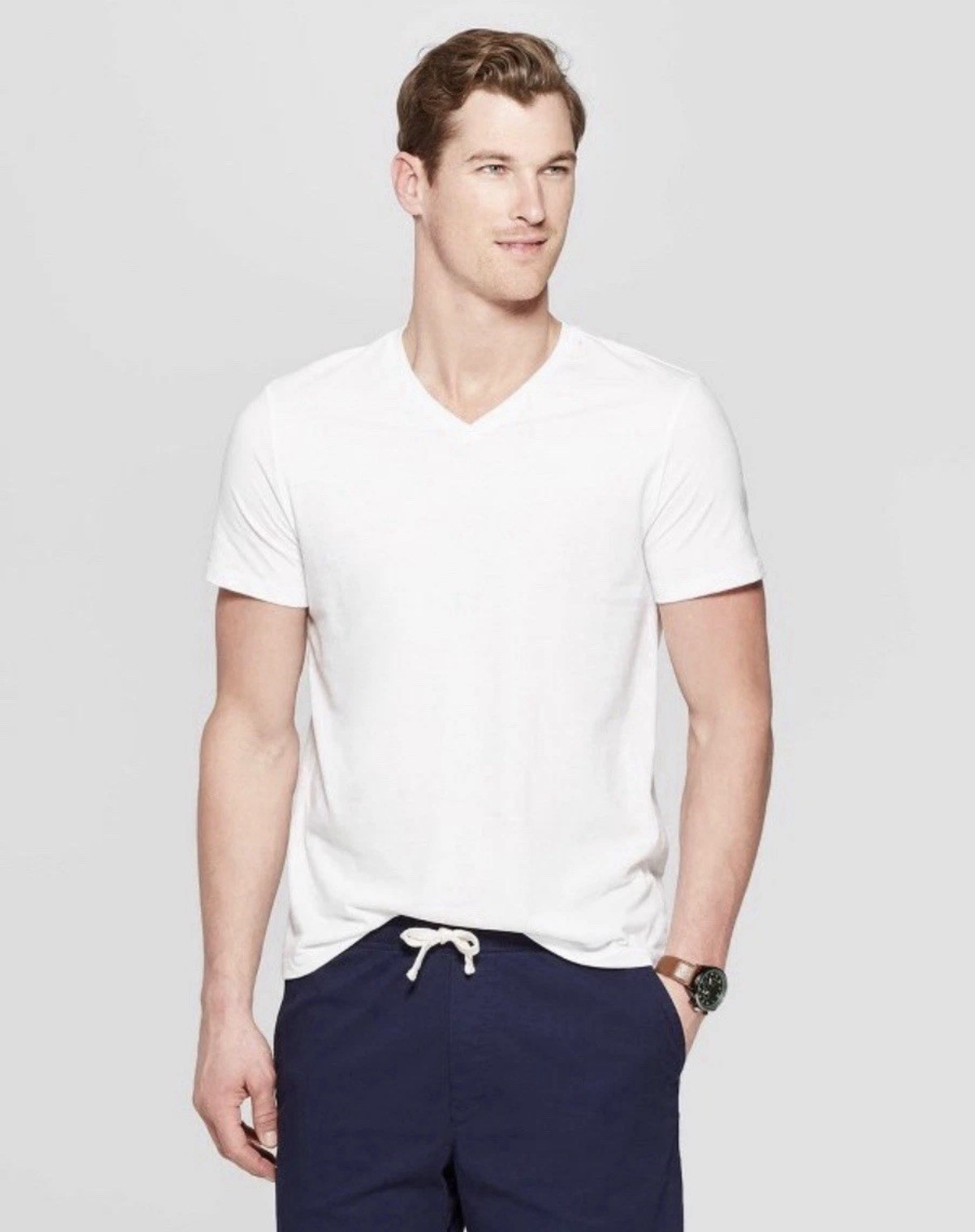 Goodfellow & Co. T-Shirt NEW Target Mens White V-Neck Shirt Cotton Blend XXL 2XL