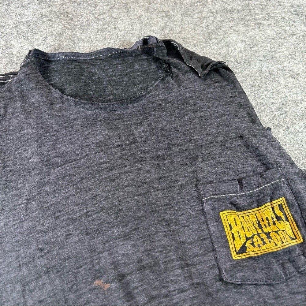Vintage Boothill Saloon Shirt Mens Small Black 1980s Paper Thin Distressed
