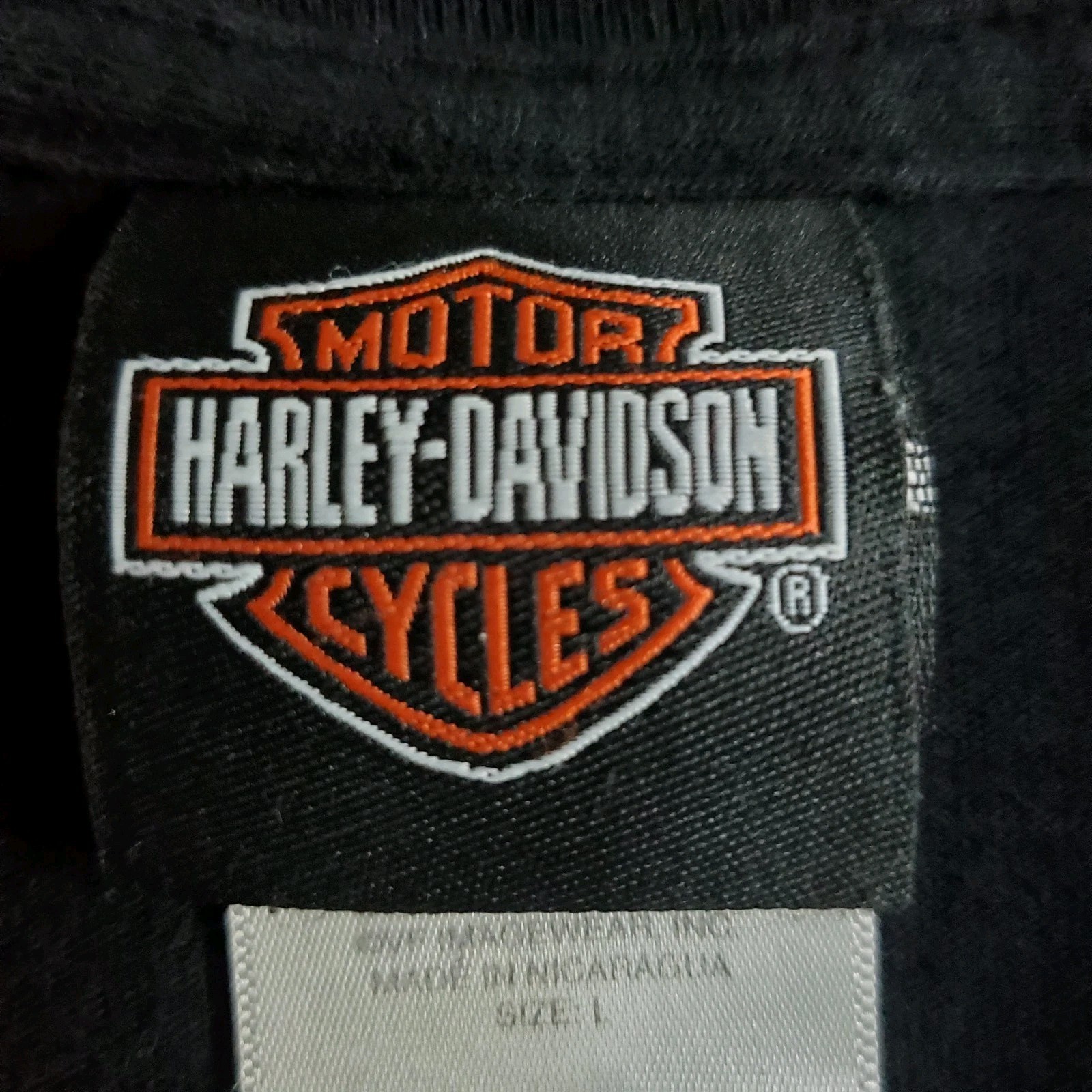Harley Davidson T Shirt Mens Sz Large Black Rommel Smyrna DE Bike Jet Eagles USA