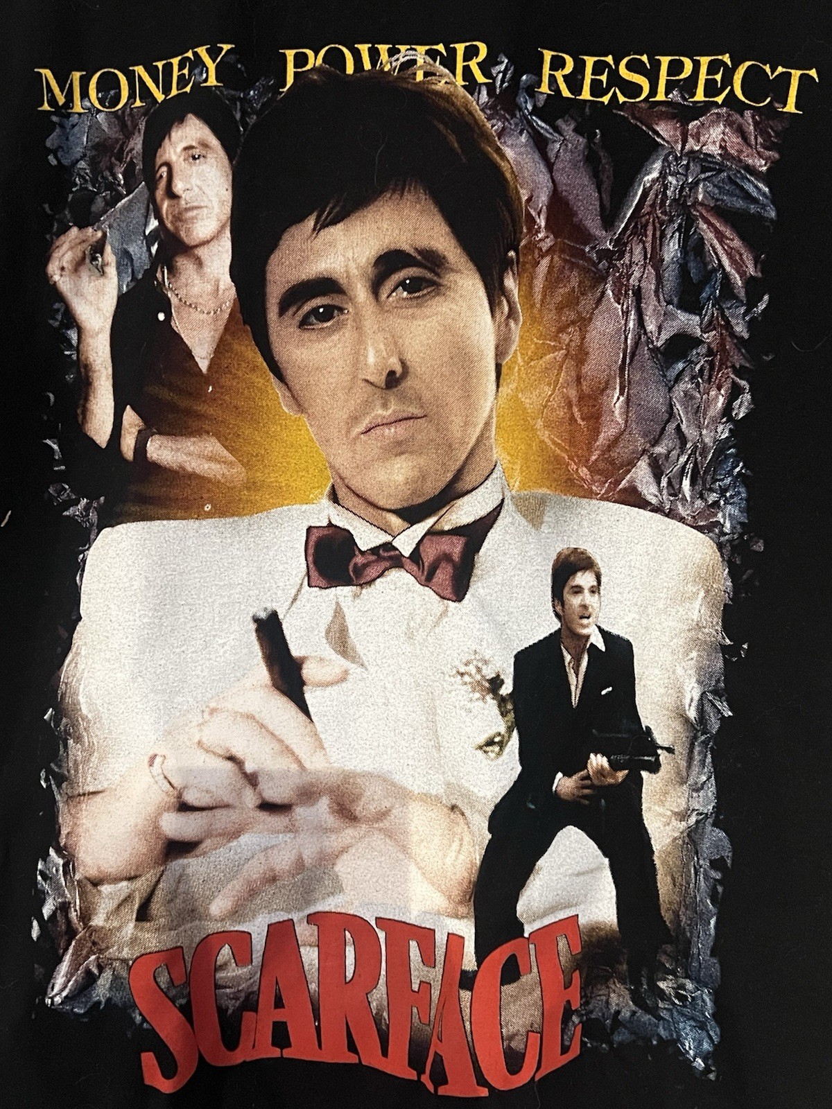 Scarface Vintage T Shirt Money Power Respect Back Hit Large AAA Tag Black MIM